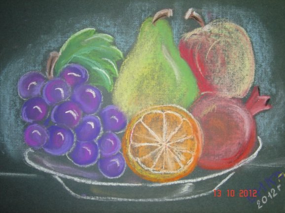 Натюрморт с фруктами для детей красками