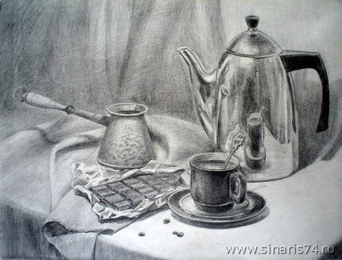Чайник рисунок натюрморт (49 фото)