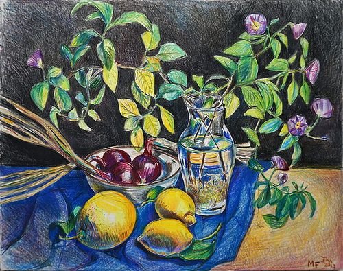 Рисование цветными карандашами фрукты