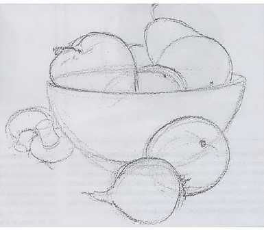 Ваза с фруктами карандашом