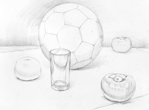 Спортивный натюрморт карандашом
