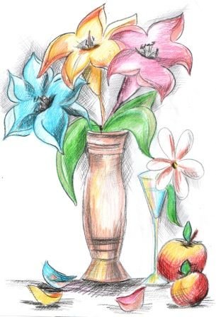 Натюрморт ваза и ткань