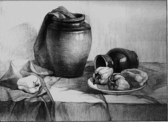 Тональный рисунок натюрморта