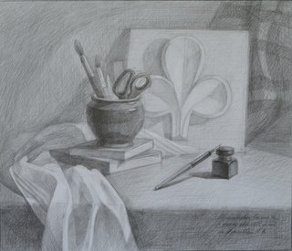 Натюрморт с гипсовым глазом 4 класс ДПОП рисунок поэтапно