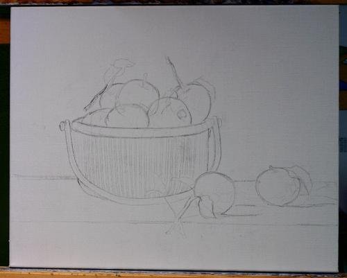 Натюрморт фрукты в корзине для начинающих