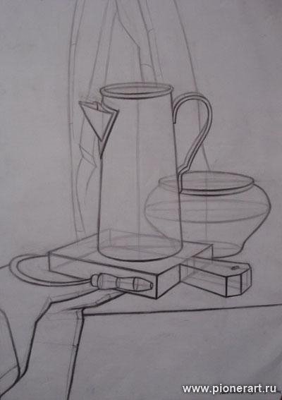 Конструктивный натюрморт карандашом