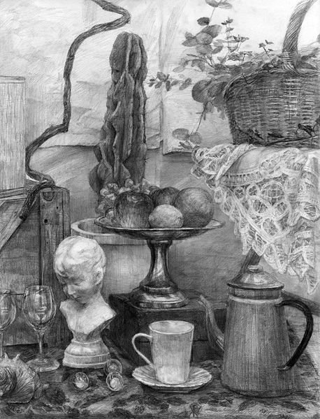 Готический натюрморт нарисовано