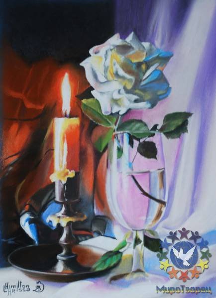 Декоративный натюрморт со свечой