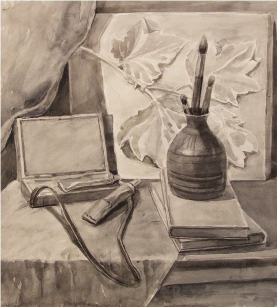 Натюрморт гризайль акварель институт Репина