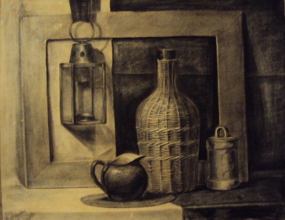 Натюрморт сепией сангиной углем