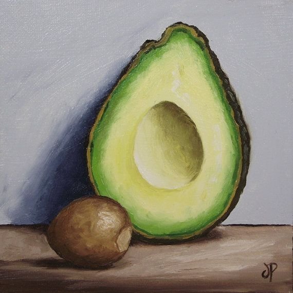 Натюрморт авокадо акварелью
