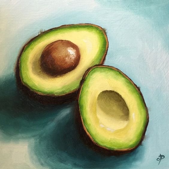 Скетчинг акварелью авокадо
