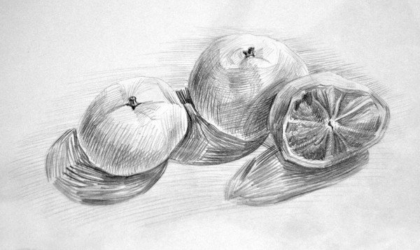 Апельсин карандашом