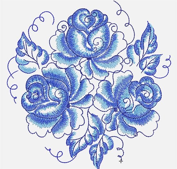 Вышивка Гжель гладью