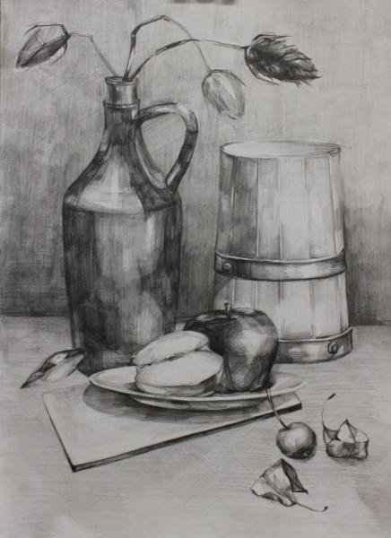 Натюрморт осень карандашом