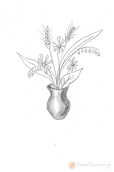 Колосья в вазе рисование