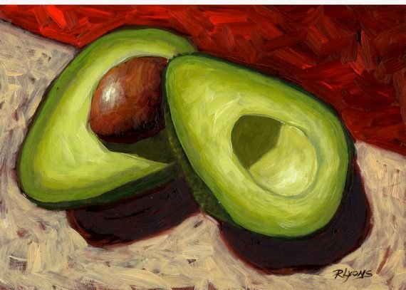 Скетчинг акварелью авокадо