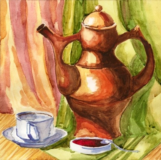 Кувшин и яблоко карандашом
