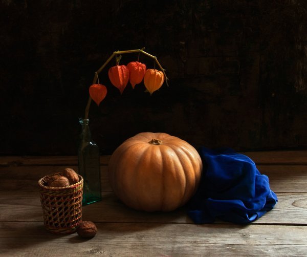 Осенний натюрморт цветными карандашами