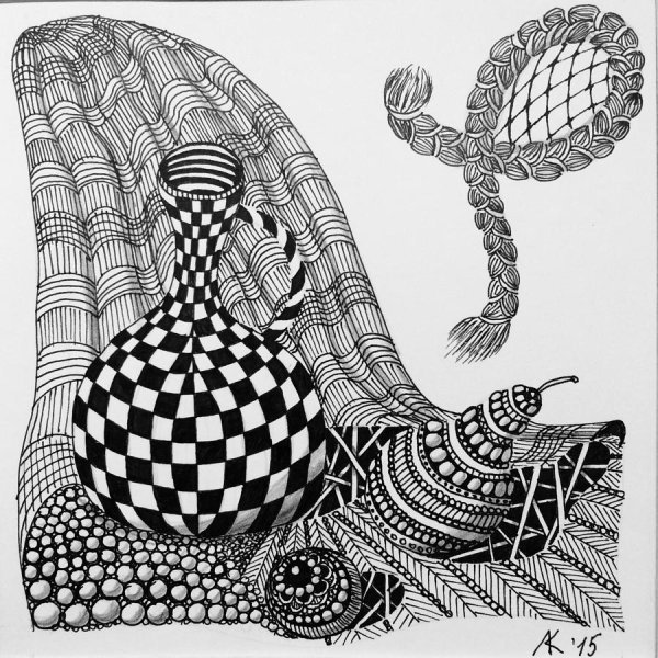 Декоративный натюрморт в графике