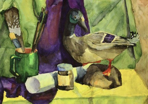 Натюрморт с уткой живопись