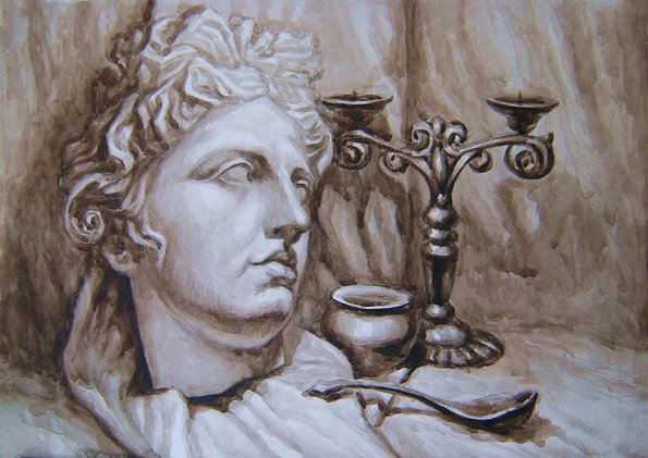 Натюрморт с гипсовой головой Давида