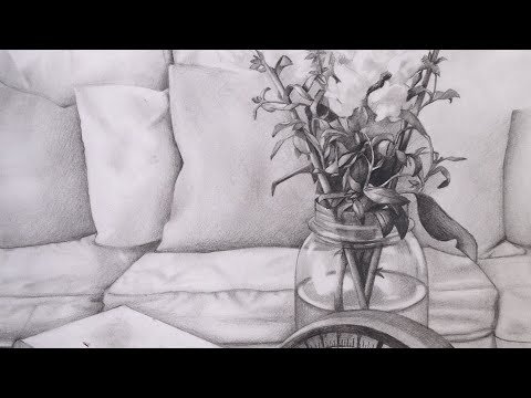 Наброски цветов в горшке