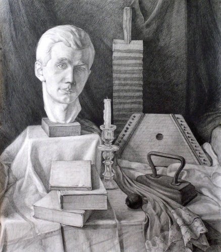 Академический натюрморт с гипсовой головой