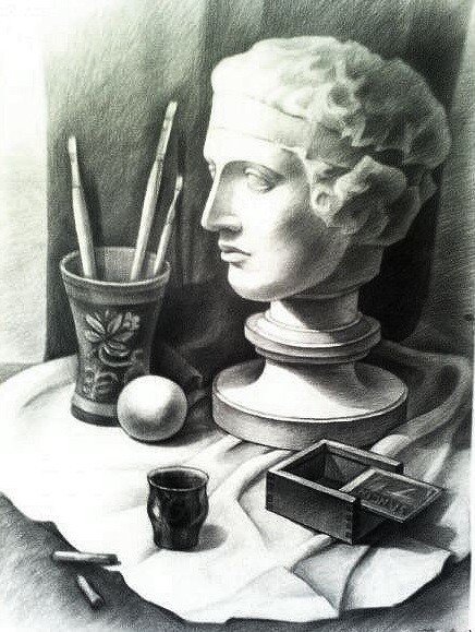 Гипсовая голова Венеры гризайль