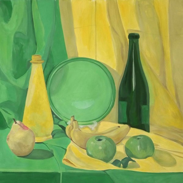 Декоративный натюрморт в сближенной цветовой гамме