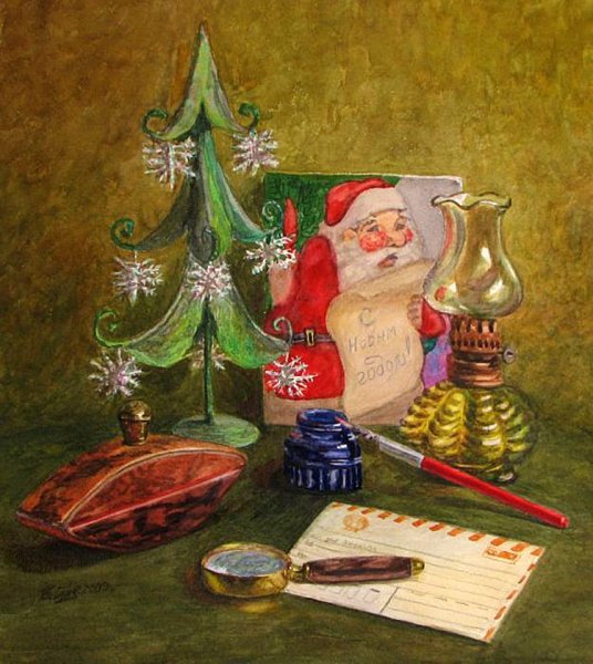 Новогодний натюрморт рисунок