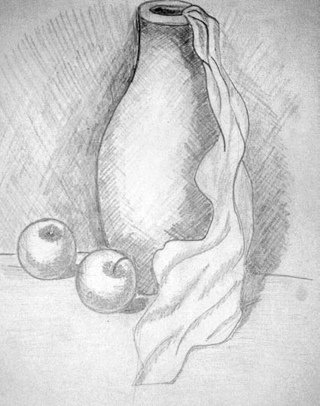 Натюрморт карандашом с тенями и бликами