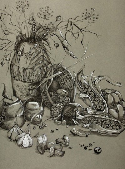 Рисунки тушью натюрморт (48 фото)