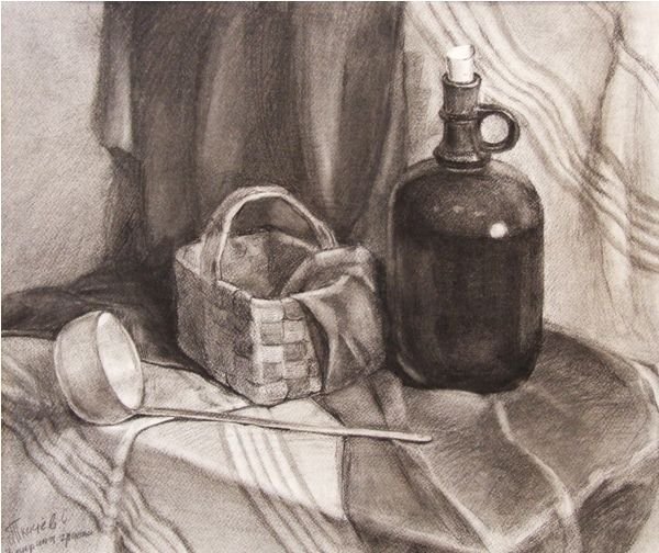 Натюрморт сангиной и углем