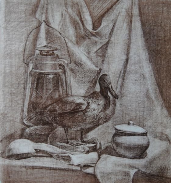 Натюрморт на материальность карандашом