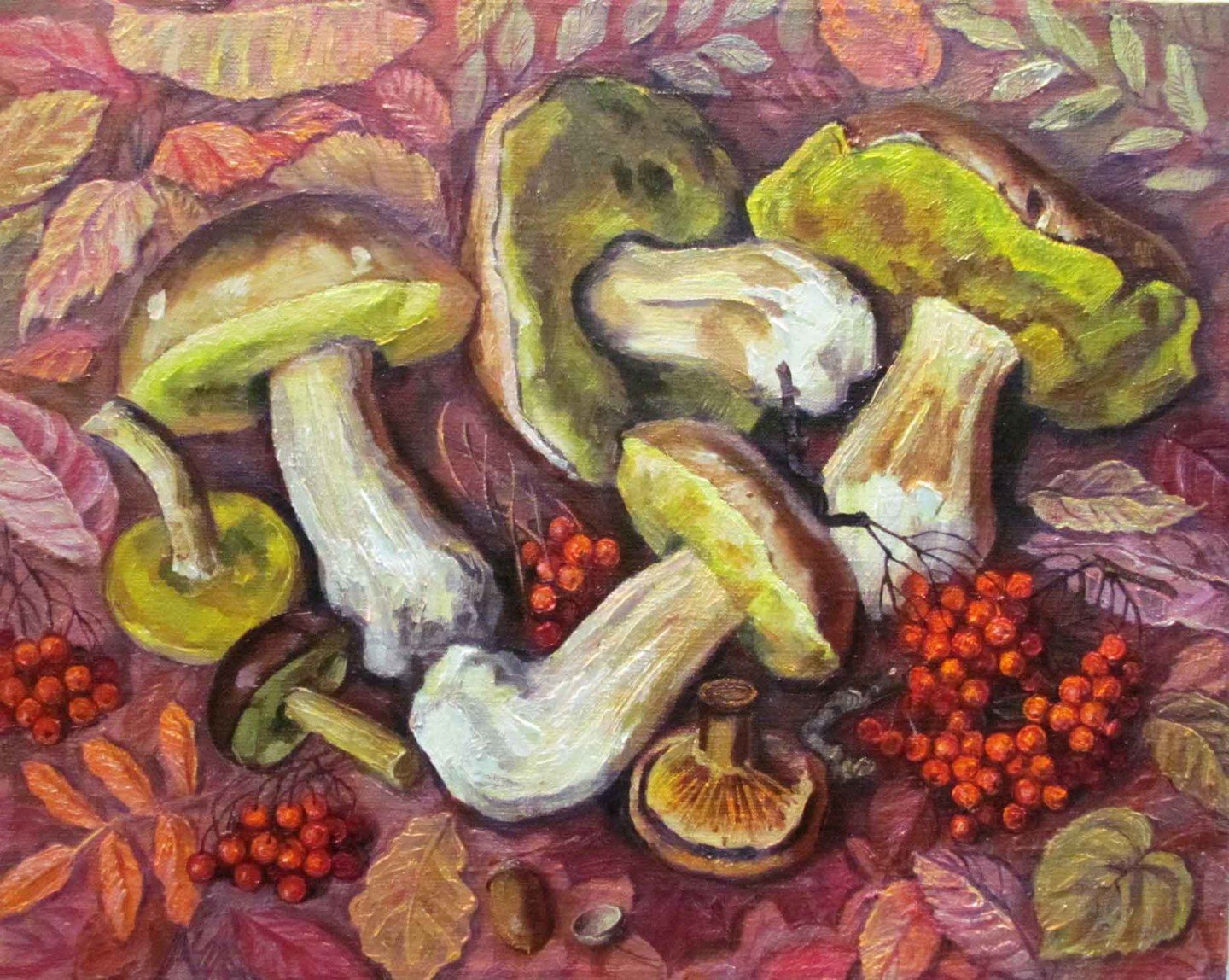 Натюрморт с грибами живопись акварелью