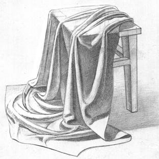 Натюрморт с драпировкой карандашом