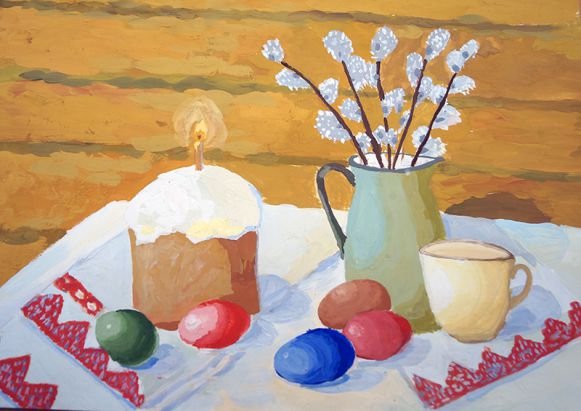 Пасха гуашью
