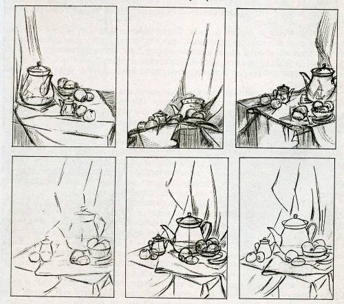 Композиционное расположение предметов в натюрморте