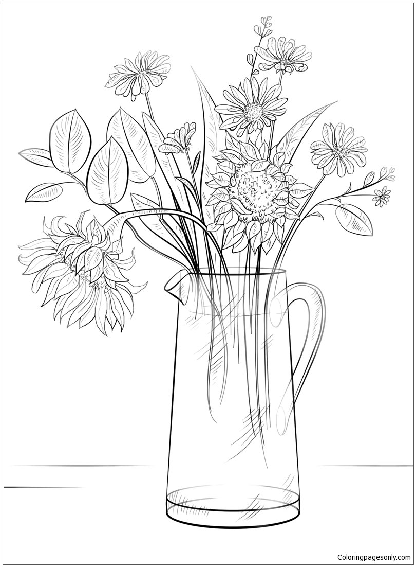 Натюрморт ваза с цветами карандашом