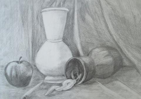 Гипсовая ваза с драпировкой