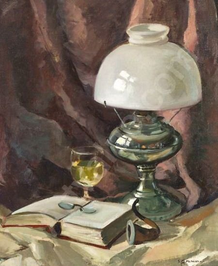 Стол писателя с лампой
