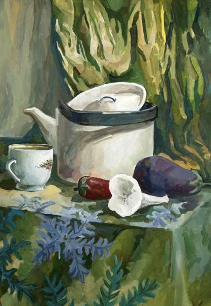 Акварельные натюрморты с чайником