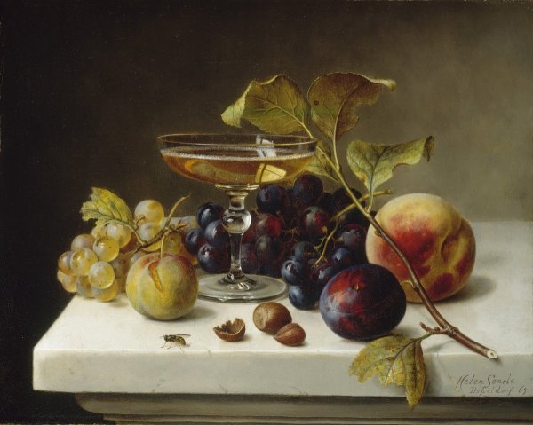 Натюрморт с фруктами акварелью