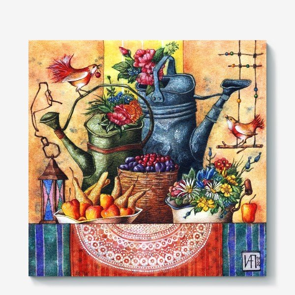 Лейка в декоративном натюрморте