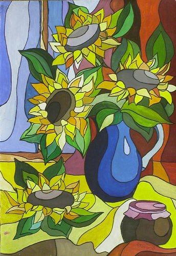 Декоративный натюрморт витражной технике