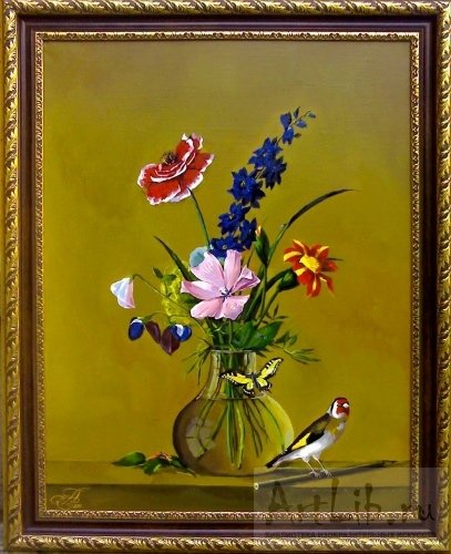 Федора Петровича Толстого «букет цветов, бабочка и птичка».