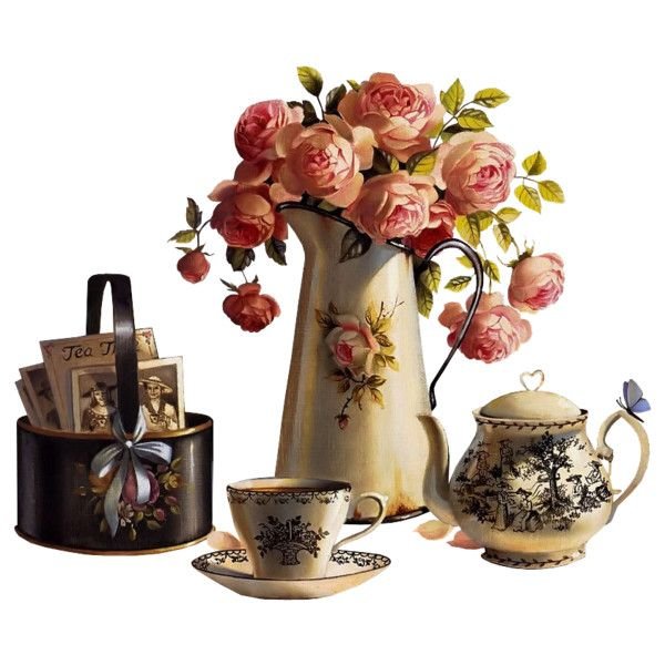 Винтажные чашки с цветами