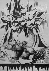 Натюрморт гелевой ручкой цветы