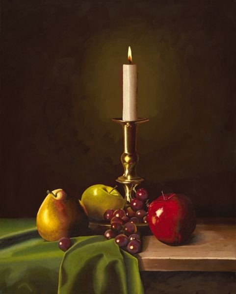 Натюрморт со свечой живопись